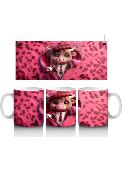 Leopar Desenli Aşık Ayıcık – Baskılı Kahve Kupası