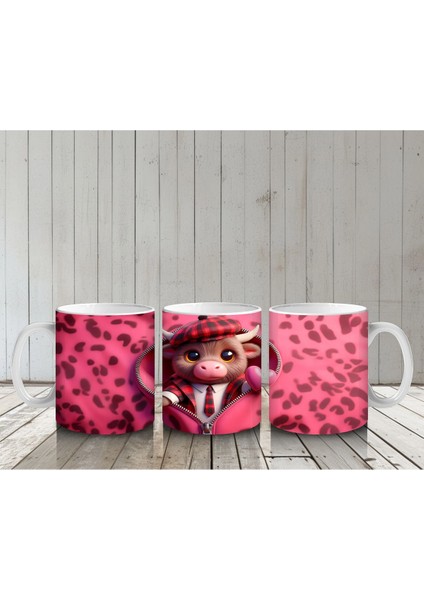 Leopar Desenli Aşık Ayıcık – Baskılı Kahve Kupası