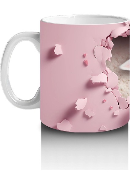 Kalp Desenli Fon Üzerinde Bakan Kuzu – Baskılı Kahve Kupası fiyatları