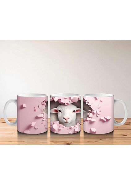 Kalp Desenli Fon Üzerinde Bakan Kuzu – Baskılı Kahve Kupası indirimleri