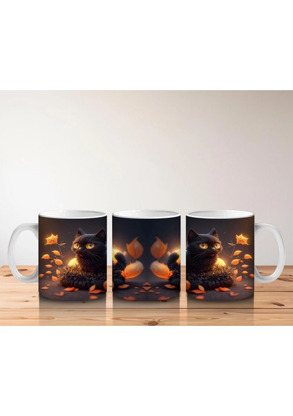 Cadılar Bayramı Temalı Siyah Kediler ve Balkabağı Işıkları – Baskılı Kupa indirimleri