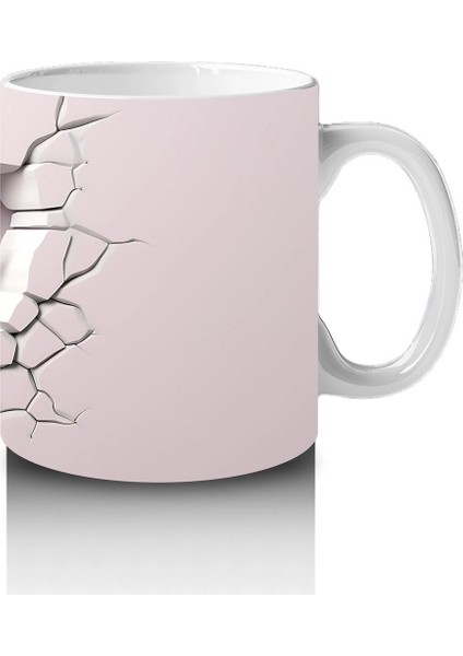 Beyaz Çatlak Duvar Arasında Pembe Yusufçuk – Baskılı Kahve Kupası fırsatları