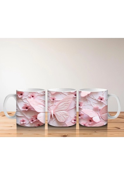 Çiçek Bahçesinde Pastel Pembe Kelebek – Baskılı Kahve Kupası indirimleri