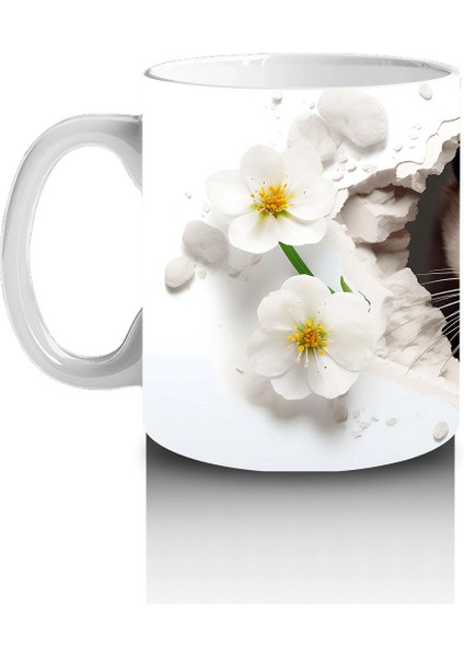 Beyaz Çiçekler Arasında Tatlı Su Samuru – Baskılı Kahve Kupası fiyatları