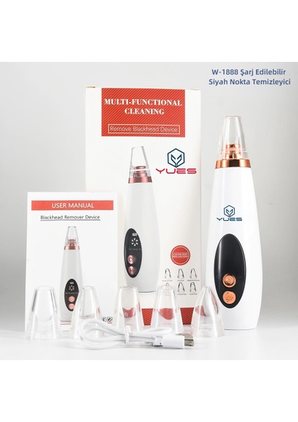 Vakumlu Siyah Nokta Temizleme Cihazı – 3 Mod, Şarjlı, 6 Başlık