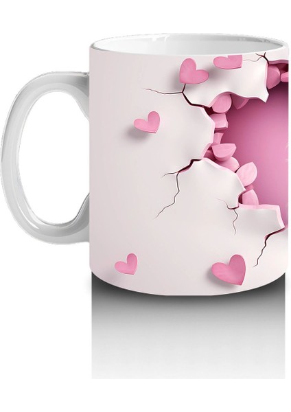 Kalpli Çatlak Duvar Arasından Bakan Beyaz At Figürü - Baskılı Kahve Kupası fiyatları