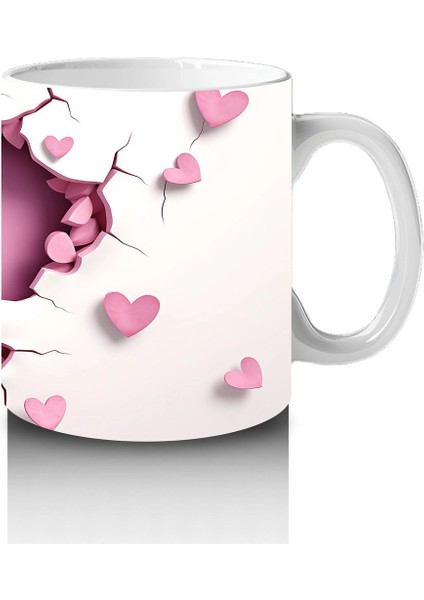 Kalpli Çatlak Duvar Arasından Bakan Beyaz At Figürü - Baskılı Kahve Kupası fırsatları