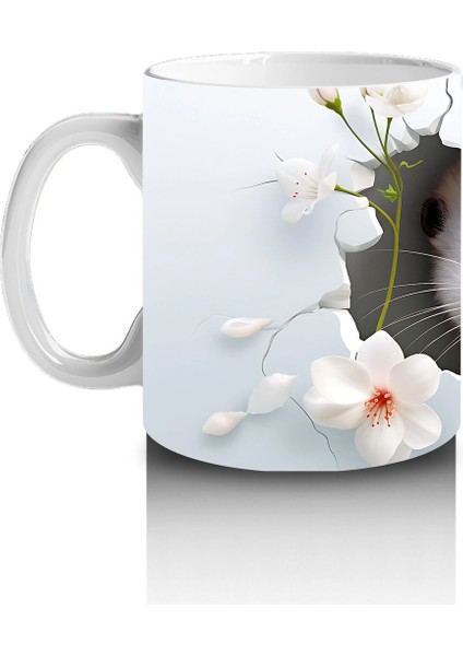 Pembe Çiçekli Fon Üzerinde Su Samuru – Baskılı Kahve Kupası fiyatları