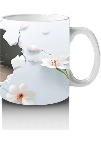 Pembe Çiçekli Fon Üzerinde Su Samuru – Baskılı Kahve Kupası fırsatları