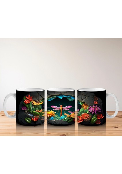 Karanlık Mağarada Parlayan Çiçekler ve Pembe Yusufçuk - Baskılı Kahve Kupası indirimleri