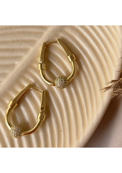 Gold Taşlı Halka Küpe fiyatları