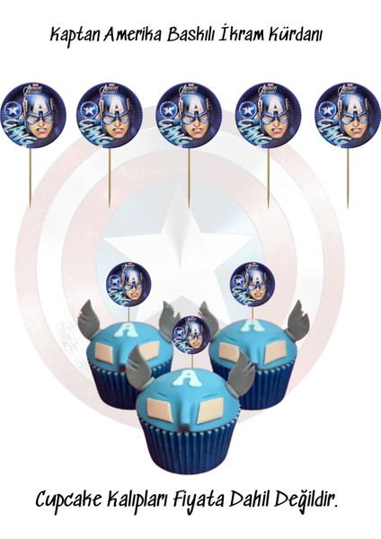 Kaptan Amerika Temalı Tema Uygun Ikram Kürdanı 10 Adet