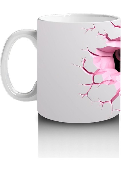 Kırık Duvar Desenli Sevimli Gri Goril - Baskılı Kahve Kupası fiyatları