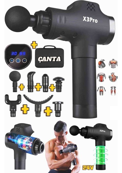 İyisi Yok X3PRO 24V Masaj Tabancası Hz 3500 Kadın Erkek Masaj