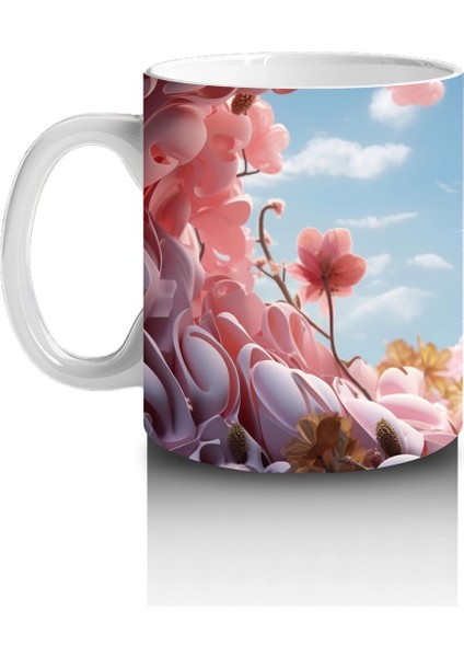 Kiraz Çiçekleri Arasında Oturan Mavi Gözlü Kedi – Baskılı Kahve Kupası fiyatları