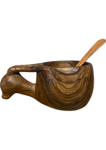 El Yapımı Geyik Detaylı Ceviz Ağacı Kuksa Bardak – Model No: 25 (Özel Yapım) fiyatları