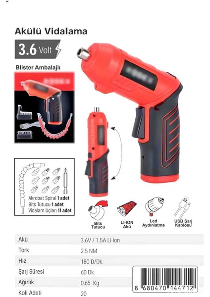 İyisi Yok Akülü Vidalama Şarjlı Tornavida 25 Parça Setli Matkap Bits Uç Düz Yıldız Torx