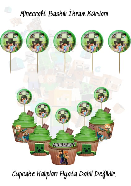Minecraft Temalı Tema Uygun Ikram Kürdanı 10 Adet