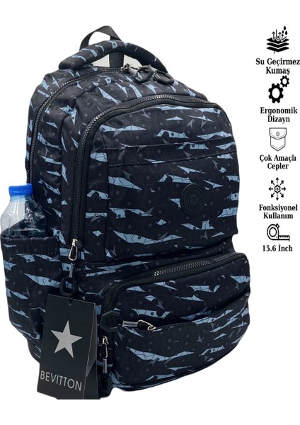 Su Geçirmez Kumaş Unisex Okul Sırt Çantası