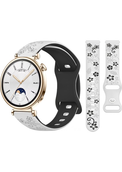 Huawei Watch Gt4 41MM Uyumlu Floraflex Çiçek Desenli Yumuşak Soft Silikon Kordon
