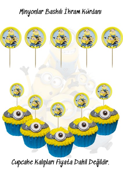 Minyonlar Minions Minyon Temalı Tema Uygun Ikram Kürdanı 10 Adet