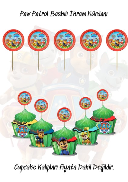 Paw Patrol Paw Petrol Temalı Tema Uygun Ikram Kürdanı 10 Adet