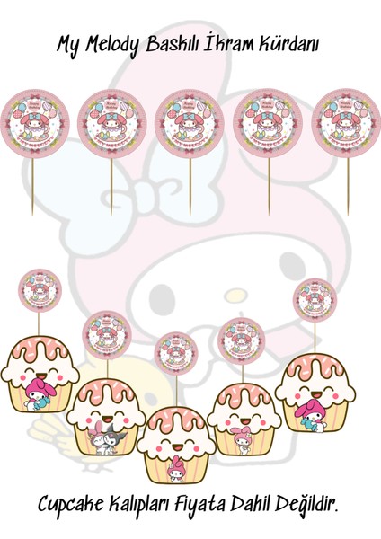 My Melody My Melodi Temalı Tema Uygun Ikram Kürdanı 10 Adet