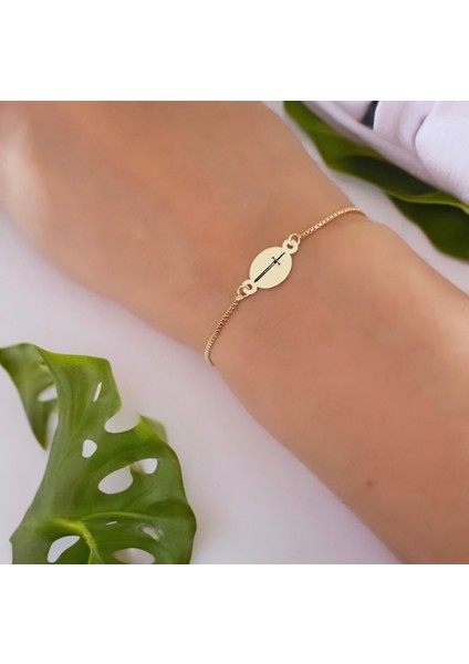 14 Ayar Plakalı Altın Kılıç Temalı Oval Motifli Zincirli Hediye BILEKLIK-399SEMBOL fiyatları