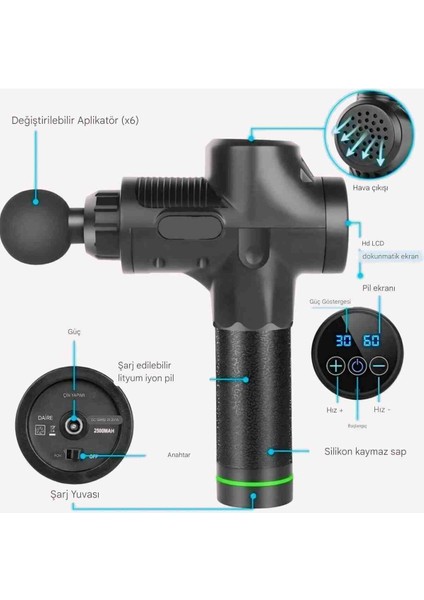İyisi Yok Masaj Tabancası Elektrikli Derin Kas Masajı Vücut Gevşeme Egzersiz Fitness Çantalı fiyatları