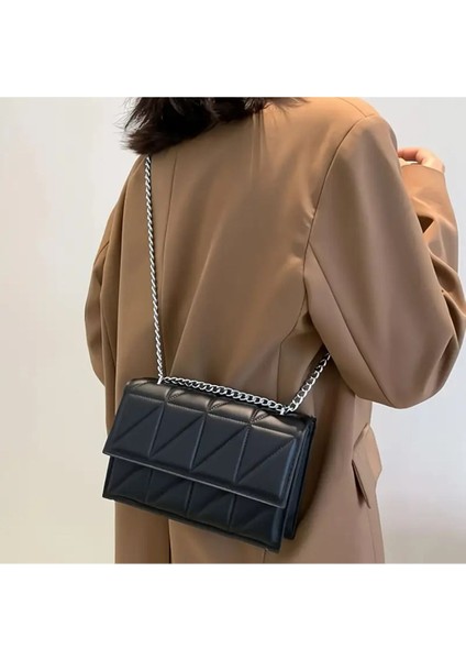Kadınlar Için Kapitone Crossbody Çanta, Moda Zincir Omuz Çantası, Minimalist Kare Çanta fiyatları
