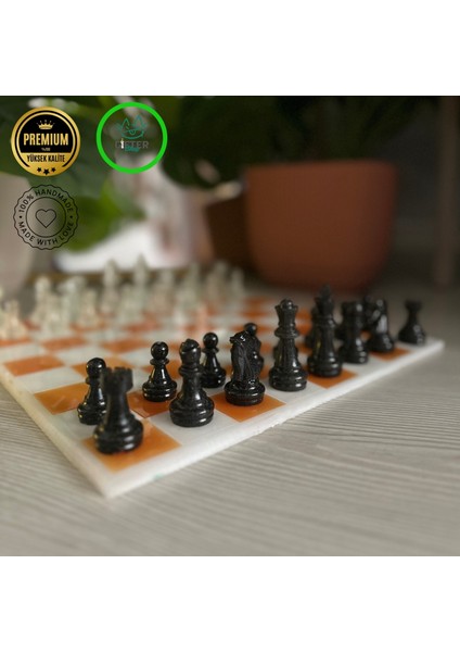 Modern Epoksi Satranç Takımı Turuncu