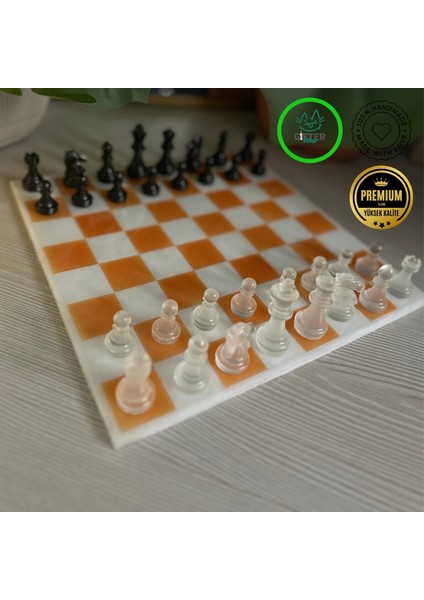 Modern Epoksi Satranç Takımı Turuncu fiyatları