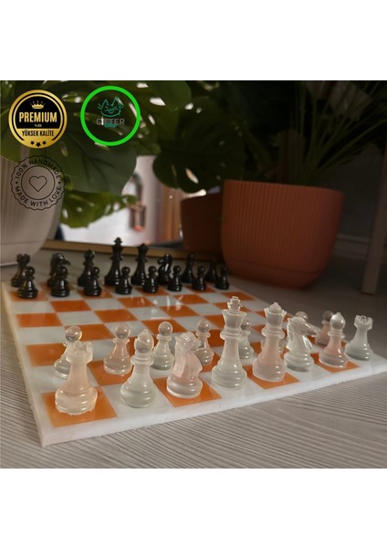 Modern Epoksi Satranç Takımı Turuncu indirimleri