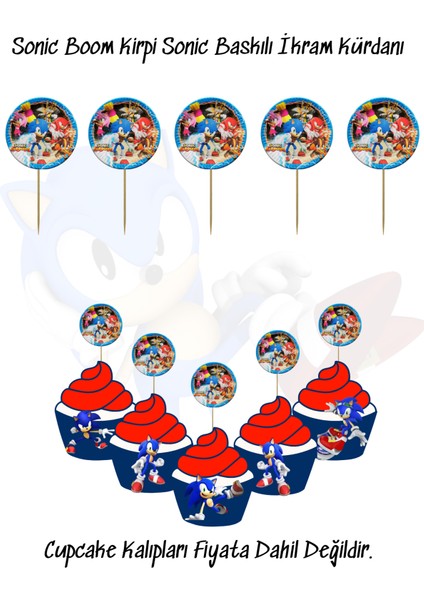 Sonic Boom Kirpi Sonic Temalı Tema Uygun Ikram Kürdanı 10 Adet