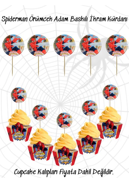 Spiderman Örümcek Adam Temalı Tema Uygun Ikram Kürdanı 10 Adet