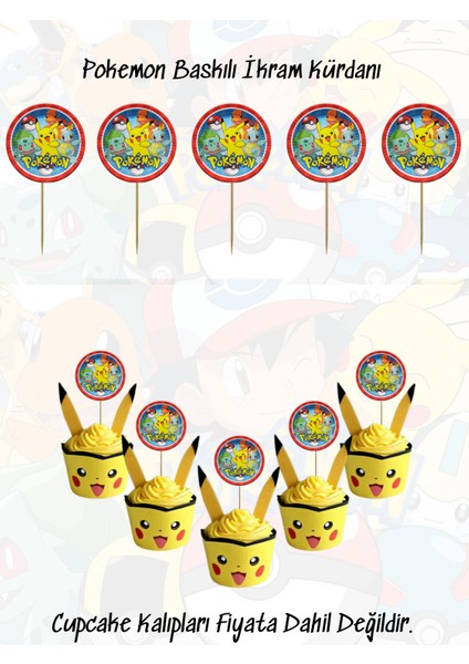Pokemon Pikaçu Temalı Tema Uygun Ikram Kürdanı 10 Adet