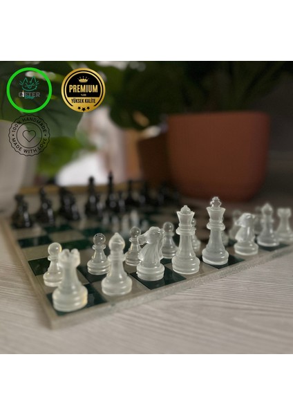 Modern Epoksi Satranç Takımı Yeşil