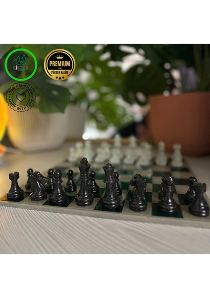 Modern Epoksi Satranç Takımı Yeşil fiyatları