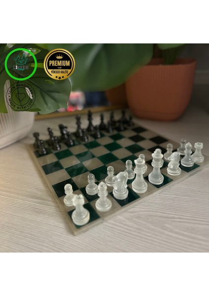 Modern Epoksi Satranç Takımı Yeşil modelleri