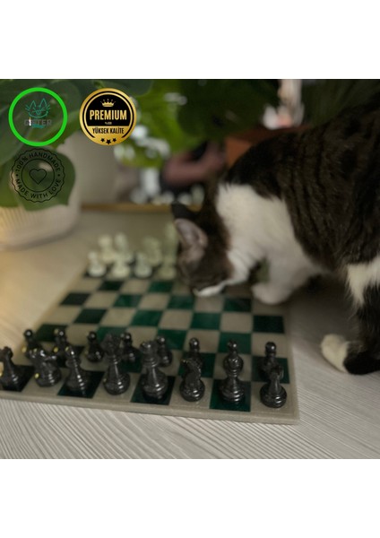 Modern Epoksi Satranç Takımı Yeşil fırsatları