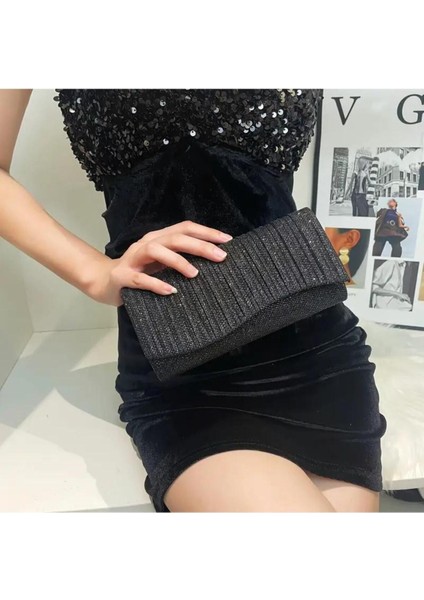 Kadınların Akşam Partisi Için Çıkarılabilir Omuz Askılı Parıldayan Pürüzsüz Kavisli Crossbody Çanta