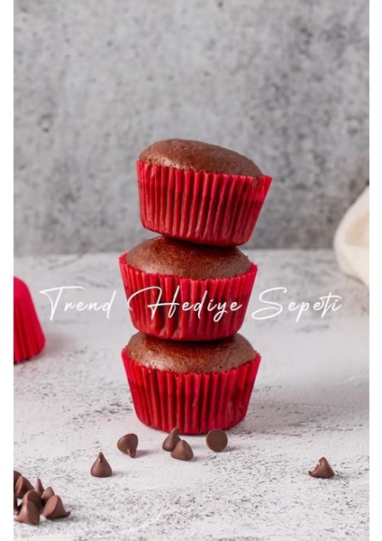 Muffin Cupcake Kek Kalıbı, Kırmızı Muffin Kek Kağıdı Takribi 200 Adet Mini Boy 30x20 cm