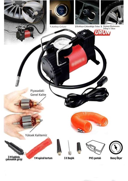 İyisi Yok Mini Araç Hava Kompresörü Lastik Şişirme Pompası