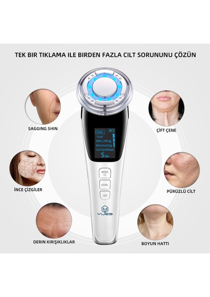 Akıllı Güzellik Robotu – 5 Mod, Sıcak/Soğuk Kompres, EMS Mikro Akım, Cilt Germe & Temizleme indirimleri