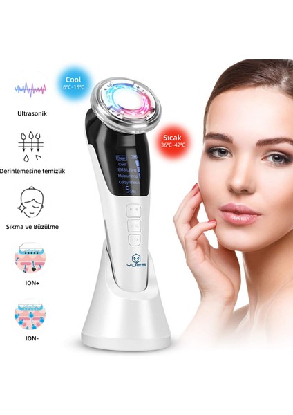 Akıllı Güzellik Robotu – 5 Mod, Sıcak/Soğuk Kompres, EMS Mikro Akım, Cilt Germe & Temizleme