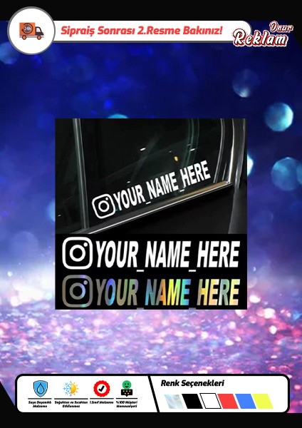 Onurreklamonline Kişiye Özel Kullanıcı Adı Sticker – 20 cm – Isimli & Takma Adlı – Araç & Motosiklet Uyumlu –
