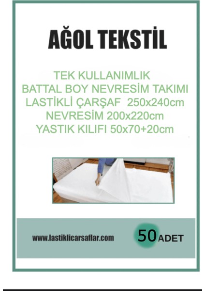 Battal Boy Tek Kullanımlık Nevresim Takımı 50’li Set – Endüstriyel Paket