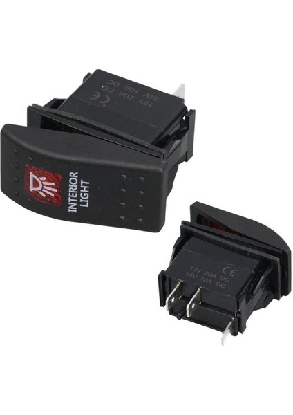 iç Aydınlatma Lambası Sembollü Işıklı 3 Pinli On-Off 12-24V Marin Switch