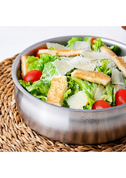 Inoxa - Paslanmaz Çelik Salata Kasesi 20 cm Meyve Salata Kasesi