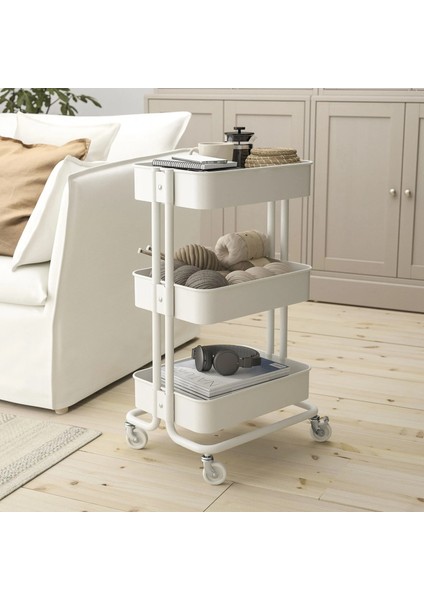 Råskog Servis Arabası 35 x 45 x 77 cm Çelik Beyaz Tekerlekli Çok Yönlü Kullanım indirimleri